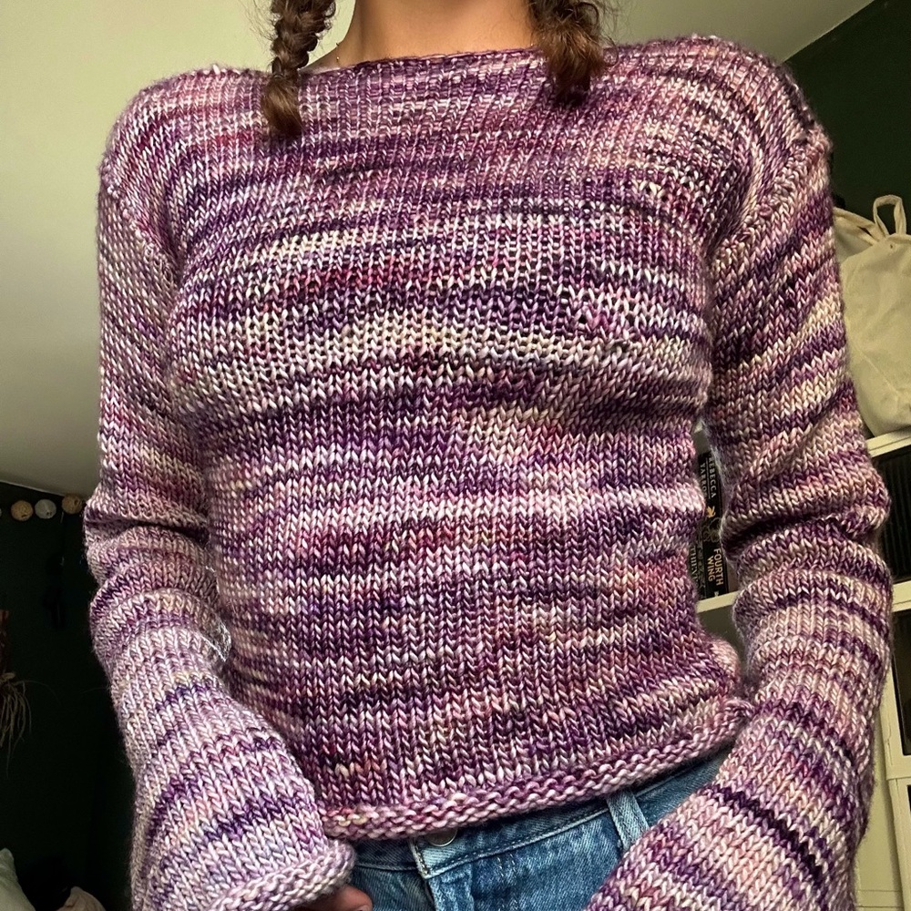 Handmade one of a kind purple knit sweater! - Picture 1 of 6